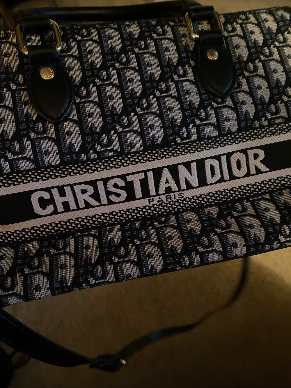 Dior Blue & Ivory the Oblique Barrel Satchel - Picture 2 of 7